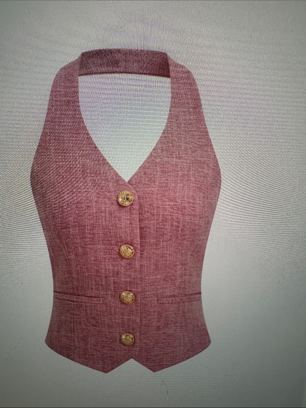 Commense Rose-Pink Halter Vest & Wide-Leg Pants Set - Picture 2 of 7